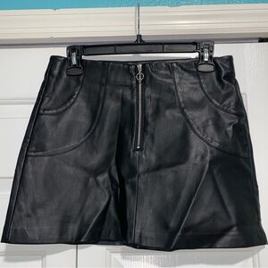 Zara Trafaluc Collection Black Leather Mini Skirt size small